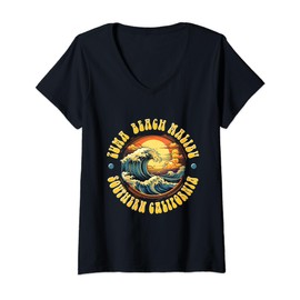 Vintage ZUMA BEACH Waves Sunset design. V-Neck T-Shirt