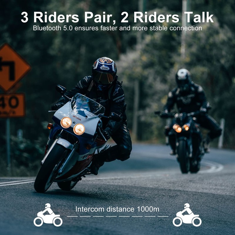 BETOWEY BT-S2 Motorcycle Communication System Headset 1000 m Helmet Intercom