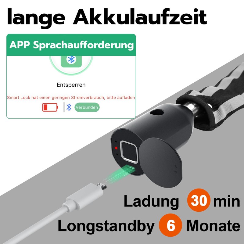 Eseesmart Fingerprint Chain Lock Bicycle Lock Fingerprint with Fingerprint Phone