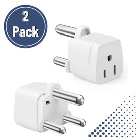 Bates- South Africa Plug Adapter, 2 Pack, White, Type M, Adapter Plug for South Africa Power Adapter, Type M Adapter for South Africa, US to South Africa Plug Adapter, Kenya Plug Adapter