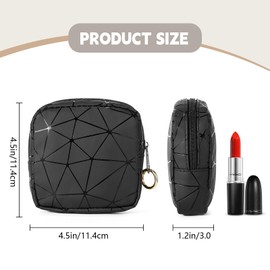 Playexen 4.5" Mini Makeup Bag for Women, Small Cosmetics Bag for Purse, Portable Makeup Pouch with Zipper for Girls (Bean Paste Red)