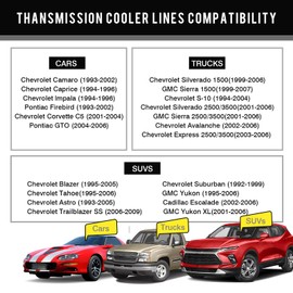 Forccord 13-PCS Automatic Transmission Cooler Lines Kit AN6 6AN Fit For 4L60E 4L65E Black Nylon Stainless Steel Braided Fuel Line Oil/Gas/Fuel Hose End Fitting Hose