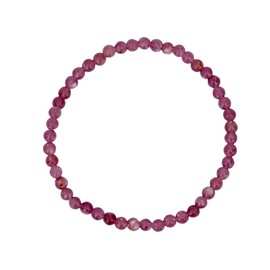Taddart Minerals Purple Lepidolite Natural Gemstone Bracelet with 4mm Balls on Elastic Nylon Thread - Handmade
