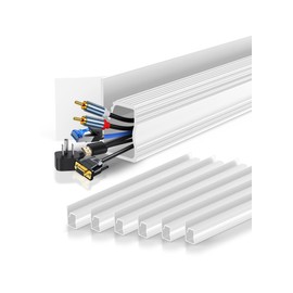 6 Pack Cable Management Under Desk, J Channel Raceway with Double-Sided Adhesive, Cord Organizer Tray for Desk, No Drill Cable Hider, Easy Installation, Wire Management Kit for Office & Home Use