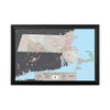 Push Pin Travel Maps - Massachusetts Earth Toned - Black