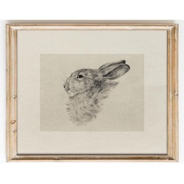 Kizbok Neutral Wall Art Decor, Vintage Rabbit Canvas Painting, Farmhouse Decor Bunny Sketch Drawing for Nursery Wall Decor, Antique Rabbit Gallery Wall Art for Bedroom Bathroom Home(8" x 10"-UNFRAMED)