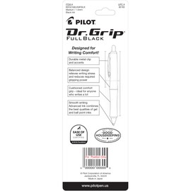PILOT Dr. Grip FullBlack Refillable & Retractable Ballpoint Pen, Medium Point, Black Ink, Single Pen (36193)- Ideal for School, Journaling & Office Writing