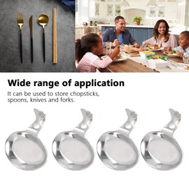 Binyalir Multifunctional Spoon Rest, 2 Purpose 4Pcs Spoon Rest Chopsticks Rest Holder Stainless Steel Compact for