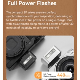 ZENIKO Mini Camera Flash ZF08,Single-Contact Hot Shoe Speedlite with CCT 6500K±200K/470mAh/3s Recycle Time/5 Power Levels/Type-C Charging/440 Full-Power Flashes (Black)