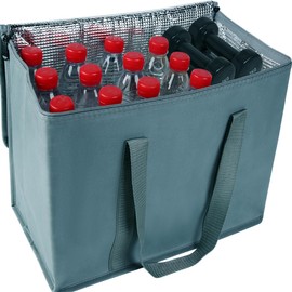 musbus 2Pk Insulated Reusable Grocery Bags, Collapsible Cooler Bag for Groceries, Heavy Duty Large Insulated Bag (Urban Gray)