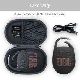 Case for JBL Clip 5 Portable Bluetooth Speaker, Cover for JBL Clip 5 Speaker, Waterproof and Dustproof Feature, for Home, Outdoor and Travel(Black) - Box Only