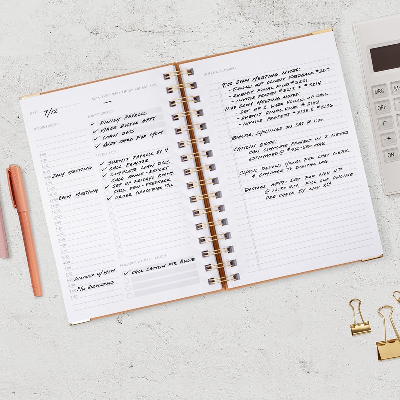 Aesthetic Daily Planner And Notebook With Hourly Schedule - Aesthetic