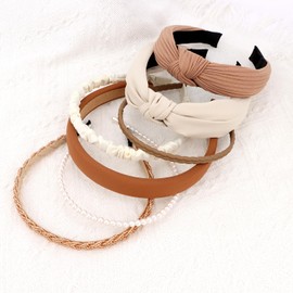 Brimekichio 7 Pack Headband for Women Girls Cute Headbands for Women Cute Pearl Beads Solid Knotted Diademas para Mujer de Moda Cute Hair Accessories