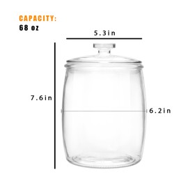 Maredash 1/2 Gallon glass jars, Cookie Jar & Candy Jar with Lid, Large Food Storage Container,glass jar with lid for Buffet, Coffee & Flour, Laundry Room Storage & Pantry 2pcs