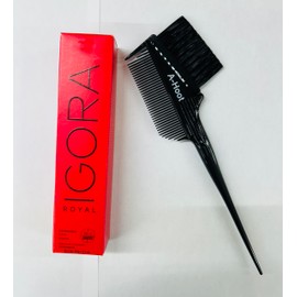 A-HOOT 3 in 1 COMB/BRUSH WITH Igora Royal PERMANENT Creme Hair Color Dye, Cream Haircolor, 2025-2026 Version (9-1)