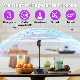 BILIBON Ventiladores repelentes de Moscas,Ventilador Repelente de Insectos sin químicos, Funciona con Pilas, Repele Físicamente Moscas, Abejas y Avispas, Apto para Picnic, Patio (Paquete de 2)