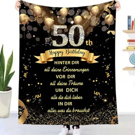 UOOYAA Cuddly Blanket 50th Birthday Gifts Blanket for Women Men, Party Supplies Decorations 50th Birthday Gifts Blanket for Women, Manner, Girlfriend Sister