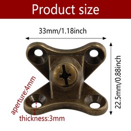 AUXBC 10PCS Detachable Corner Brace, Removable Zinc Alloy Corner Brace, Butterfly Corner Brace, Right Angle Shelf Support L Bracket 90 Degree Corner Fastener, Antique Bronze