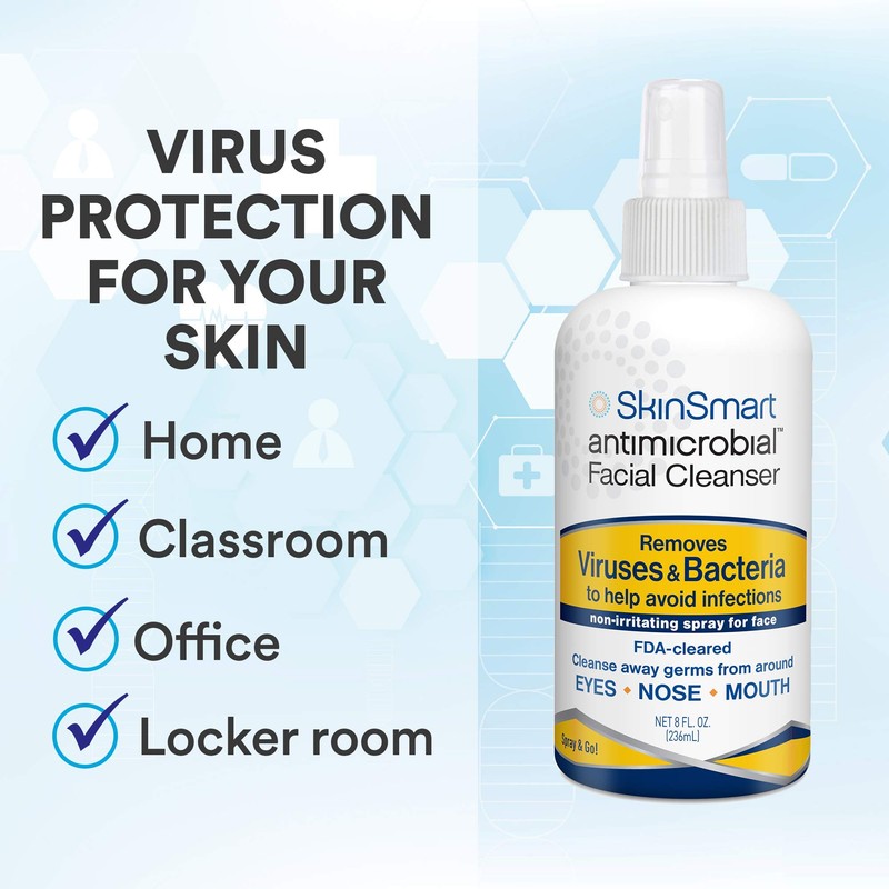 SkinSmart Antimicrobial Facial Cleanser Spray to Remove Viruses and Bacteria