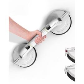 Suction Grab Rails for Bathroom MAX Hold 120 KG Shower Grab Rail with Safety Indicator, Night Glow, 15 Inch Shower Handles for Elderly No-Drilling Heavy Duty Hand Rail