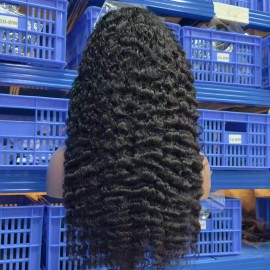Deep Wave Unprocessed Human Hair Glueless Lace Front Wig Hd Lace Closure Curl Wig for Women Free Part Vietnamese Raw Hair Wigsstyle: Burmese curly, stretched length: 10 inches, Lace Size: hd 5x5