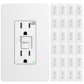 Amico 24 Pack GFCI Outlet 15 Amp with Thinner Design, Weather Resistant (WR), Self-Test GFI Receptacles with LED Indicator and Screwless Wall Plate, Indoor or Outdoor, ETL Listed, White