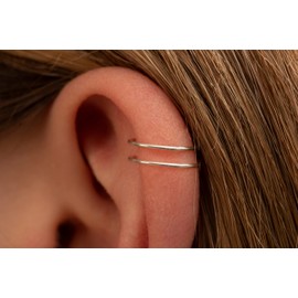 Tiny Silver Fake Double Hoop Helix Ring - 925 False Spiral Helix Ring 20 Gauge Snug Faux Double Helix Piercing Sterling Silver Faux Thin Helix Piercings Hoops (Silver)