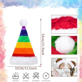 yayafunfun Christmas Hat with Glitter Sequins and Plush Edge for Christmas Tree Topper, Festive Christmas Party, Christmas Tree, Rainbow Colour