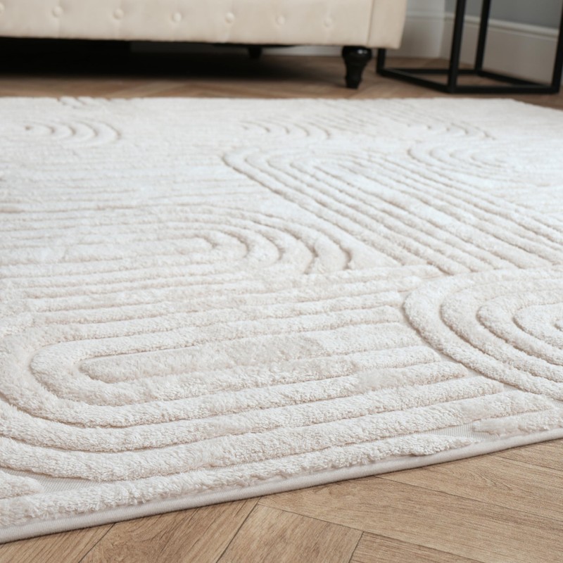 OHS Arches Tufted Rug Cream, Soft Fluffy Rug for Bedroom