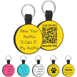 MYLUCKYTAG QR Code Silicone Pet ID Tag for Dogs and Cats - Online Profile, Location Alert Email, Digital and Quiet Tag, Durable Collar ID, Engraved
