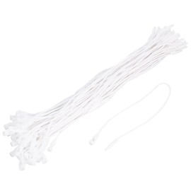 MECCANIXITY Wax Rope Hang Tag String Snap Lock Pins Loop Price Tag Fastener Plastic Tags Ties White 7.8 Inch Pack of 100