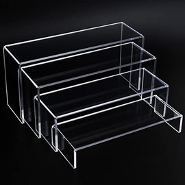 4 Tier Acrylic Riser Display Shelf Cupcake Stand for Amiibo Funko POP Figures,Perfume & Cologne Organizer,Desserts Holder,Jewelry Display Shelf Risers for DÃ©cor (Clear 4 Pack Set)