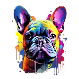 GRAZDesign Wall Tattoo Dog French Bulldog Colourful Cool Wall Sticker for Teenager's Room, Children's Room, Living Room Wall Sticker - 38 x 30 cm