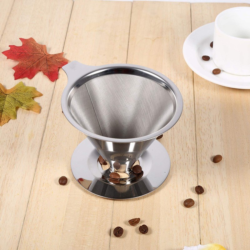Pour Over Coffee Dripper, Stainless Steel Double Layer Coffee Filter