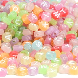 HERZONE Pack of 1000 Letter Beads for Threading Acrylic Alphabet Beads Mix A-Z Beads for Jewellery Making DIY Necklace Bracelet Keychain (Colour B)