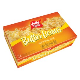 Jolly Time Premium Flavored Microwave Popcorn, Gluten Free, Gourmet Bulk Box, 24 Count (Butter-Licious, 3 Ounce (Pack of 24))