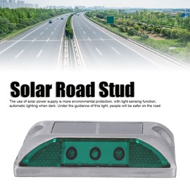 lyrlody Road Ground Lights, Solar Driveway Deck Light Solar Road Stud Light Solar Driveway Dock Lamp for Driveway Step Sidewalk Stair Outdoor IP68 Waterproof Road Marker (Green Light)