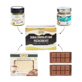 Alkis Dubai Chocolate Bar Pistachio Kit (Does Not Contain Chocolate) Bundle with 4 items : Pistachio Cream, Kataifi, Tahini, Silicone Chocolate Bar Molds (Makes 4 Bars)
