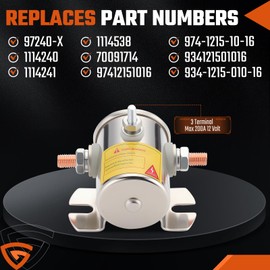 Max 200A 3 Terminal Continuous Duty Solenoid Relay for Golf Carts Heavy Duty Winch Marine in Rush 24106 SPST 12VDC 12V Solenoid Relay Nickel Plating