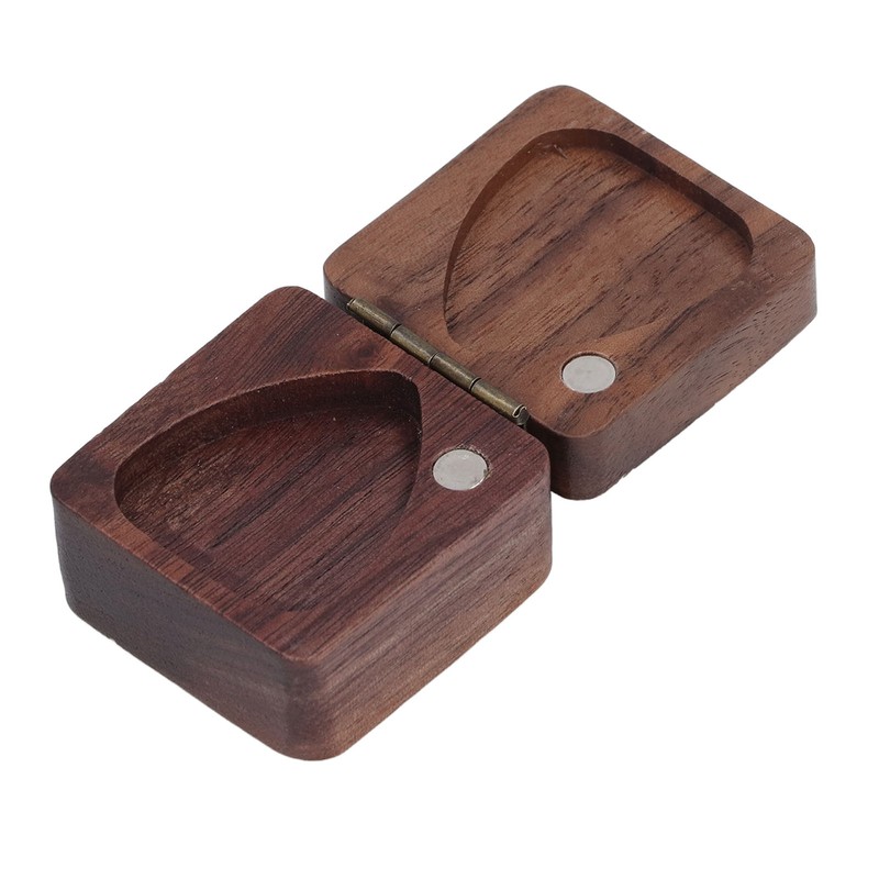 Guitar Picks Box Portable Multifunctional Wooden Guitar Picks Case Storage