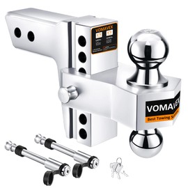 Adjustable Trailer Hitch-Drop Hitch Fits 2.5-Inch Receiver -6" Drop/Rise Tow Hitch with 2" and 2-5/16" Tow Balls-18,500GTW with Double Anti-Theft Pins Locks (Silver)