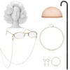 Gejoy 8 Pcs Old Lady Costume for Women, Grandma Wig