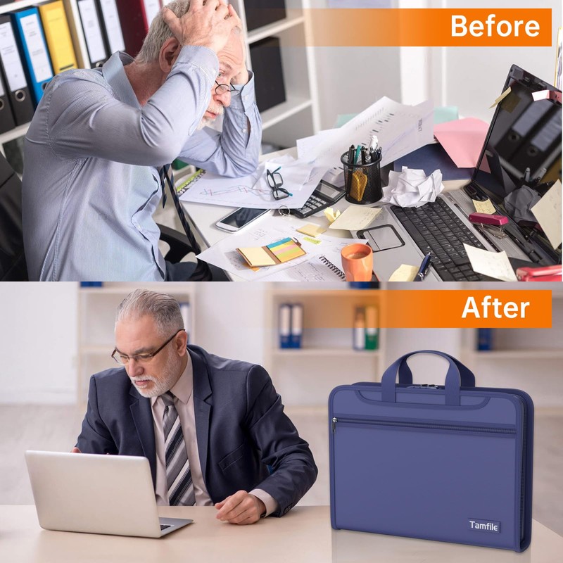 Fireproof Accordion File Organizer with Lock, Thickened Document Organizer 13