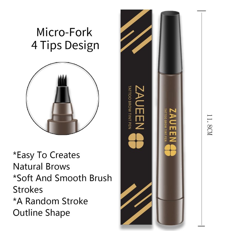 Tattoo Eyebrow Pen, Microblading Fork Tip Brow Pencil, Waterproof, Smudge-Proof,