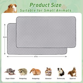 4 Pack Guinea Pig Cage Liners, 24'' X 48'' Washable Guinea Pig Pee Pads, Non Slip Reusable Super Absorbent Guinea Pig Training Mat Bedding Fleece for Small Animals Hamster Rabbit Chinchilla Rat