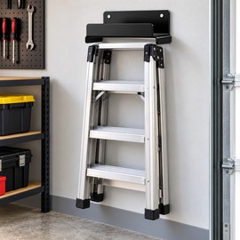 2pcs Heavy-Duty Wall Mounted Ladder Hook, Steel Ladder Storage Hanger for Ladders, Chairs, Stairs and Extended Ladders