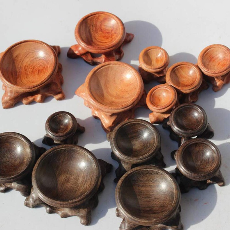 Wooden Crystal Ball Base, Solid Wood Base for Crystal Balls,