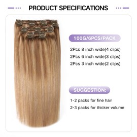 Sindra Clip-In Real Hair Extensions, Balayage Ash Blonde to Bleach Blonde Extensions, Real Hair, 40 cm, 100 g, 6 Pieces, Real Hair Clip-In Natural Remy Real Hair Extensions, #10/16/16, 16 Inches