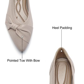 HIULYCENCE Pointed Toe Flats for Women Ballet Flats Comfortable Dressy Knit Lightweight Casual for Work Office Womens Flats Nude US10