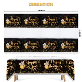 MiniRed Happy New Year Plastic Table Cloth for Parties, Plastic Table Cover 2026, Disposable Party Table Clothes Decorations Supplies(70.8” X 42.5”)